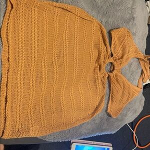 Chic Off-the-Shoulder Tan Sweater